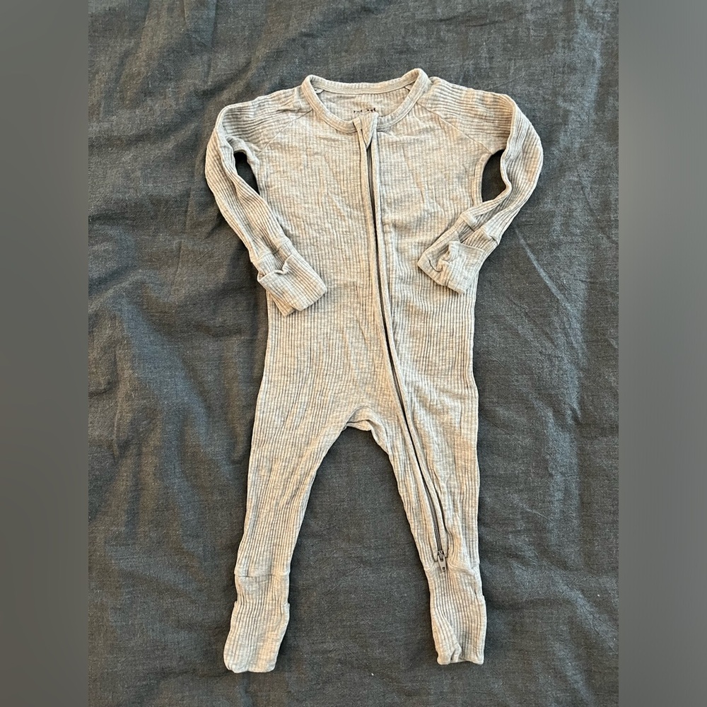Little Sleepies Ribbed Zippy 3-6 months. Limited edition Heather Stone.